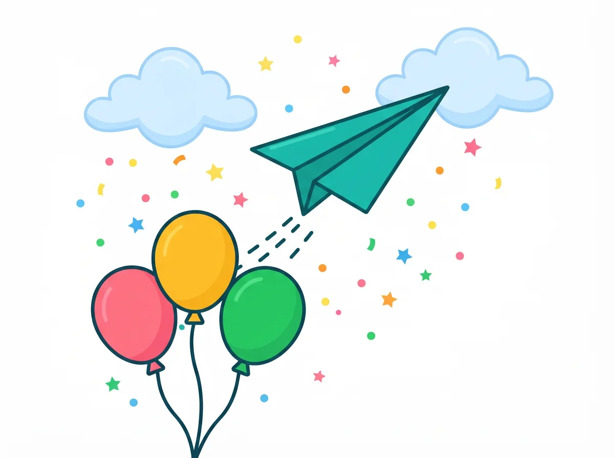Farewell card — playful style
