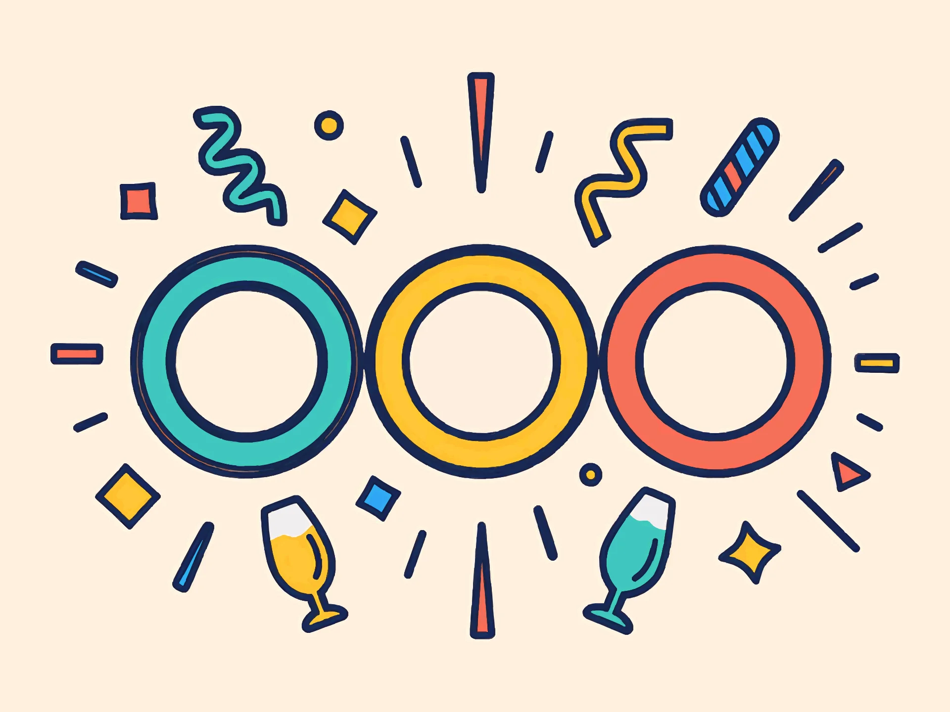 Ano Novo card — playful style