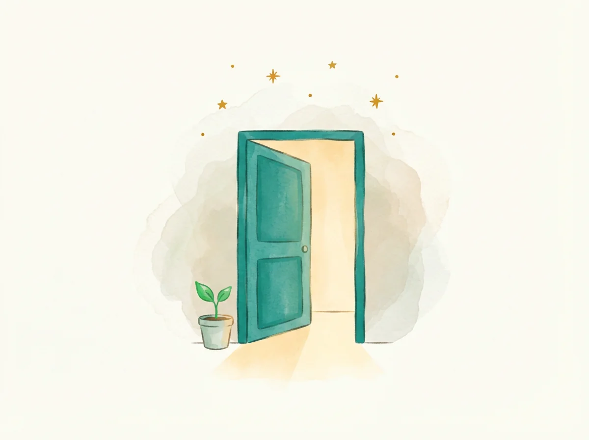 Welcome card — warm style